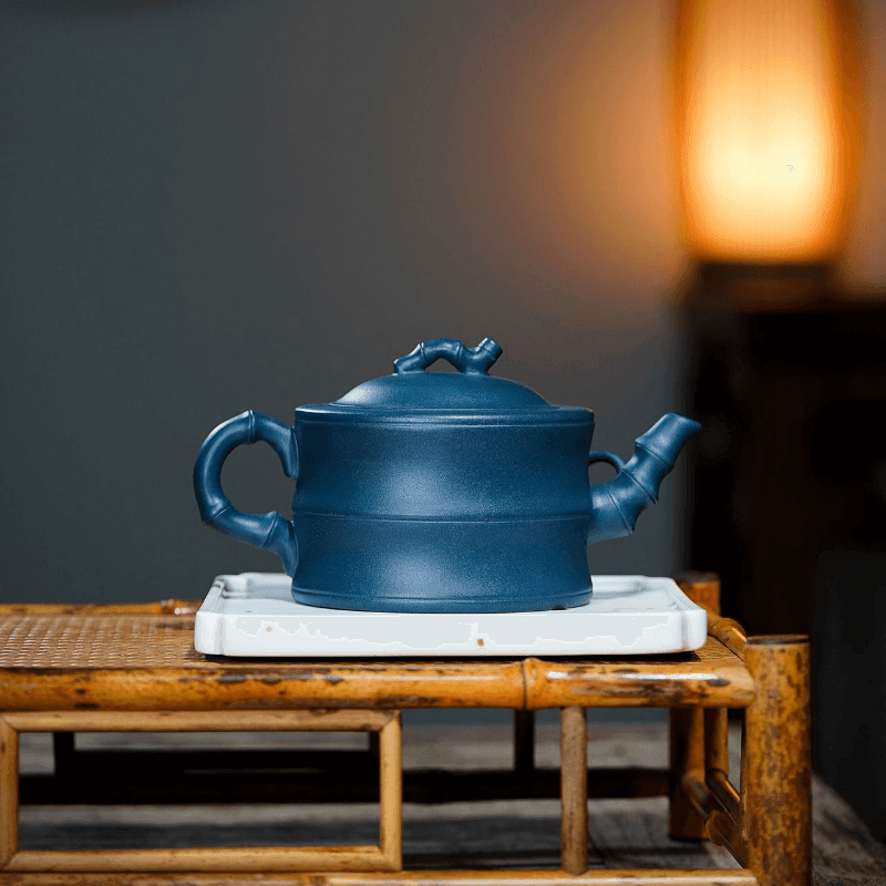 Yixing Purple Clay Teapot [Bamboo] | 宜兴紫砂壶 原矿天青泥 [竹节] - YIQIN TEA HOUSE 一沁茶舍  |  yiqinteahouse.com