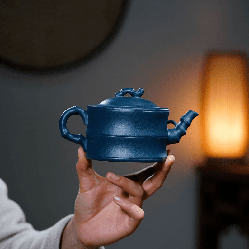 Yixing Purple Clay Teapot [Bamboo] | 宜兴紫砂壶 原矿天青泥 [竹节] - YIQIN TEA HOUSE 一沁茶舍  |  yiqinteahouse.com