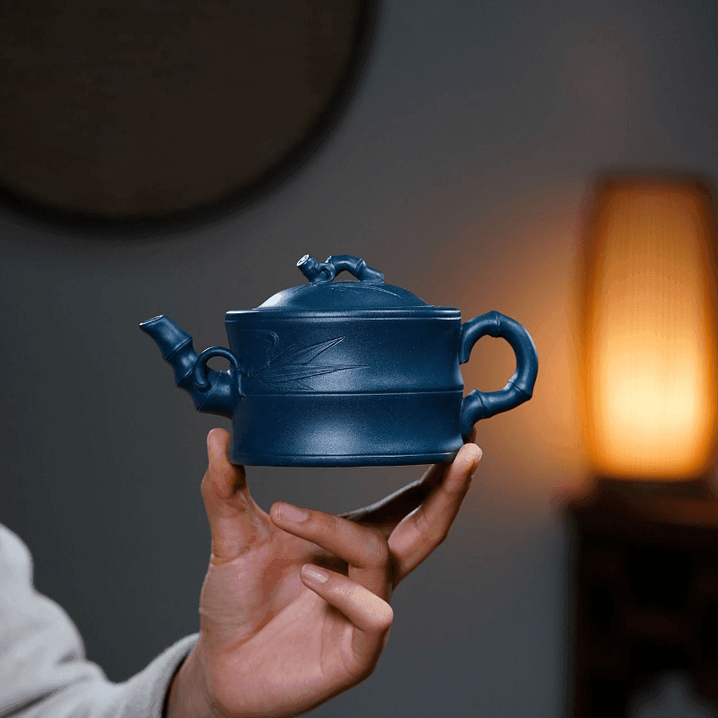 Yixing Purple Clay Teapot [Bamboo] | 宜兴紫砂壶 原矿天青泥 [竹节] - YIQIN TEA HOUSE 一沁茶舍  |  yiqinteahouse.com