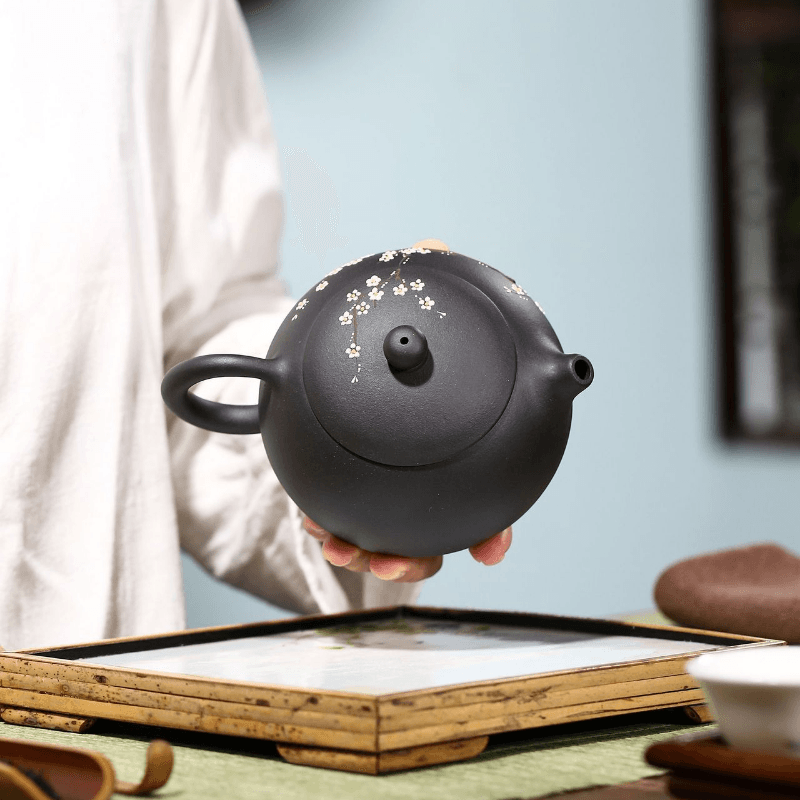 Yixing Zisha Teapot [Big Plum Blossom Xishi] (Hei Jin Sha - 430ml) - YIQIN TEA HOUSE | yiqinteahouse.com | >300ml, new arrival, teapot, teaware, zisha teapot