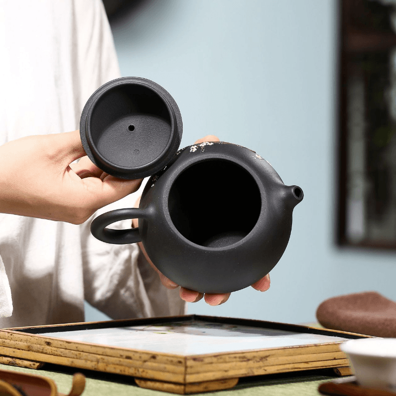 Yixing Zisha Teapot [Big Plum Blossom Xishi] (Hei Jin Sha - 430ml) - YIQIN TEA HOUSE | yiqinteahouse.com | >300ml, new arrival, teapot, teaware, zisha teapot