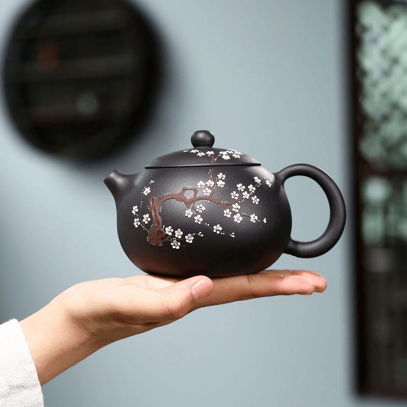 Yixing Zisha Teapot [Big Plum Blossom Xishi] (Hei Jin Sha - 430ml) - YIQIN TEA HOUSE | yiqinteahouse.com | >300ml, new arrival, teapot, teaware, zisha teapot