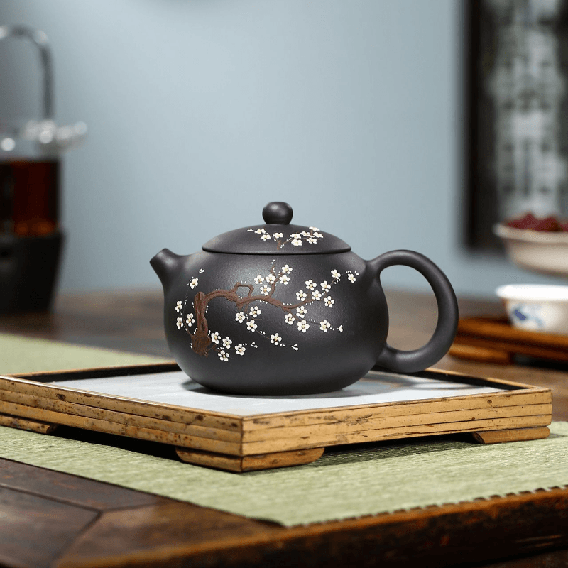 Yixing Zisha Teapot [Big Plum Blossom Xishi] (Hei Jin Sha - 430ml) - YIQIN TEA HOUSE | yiqinteahouse.com | >300ml, new arrival, teapot, teaware, zisha teapot