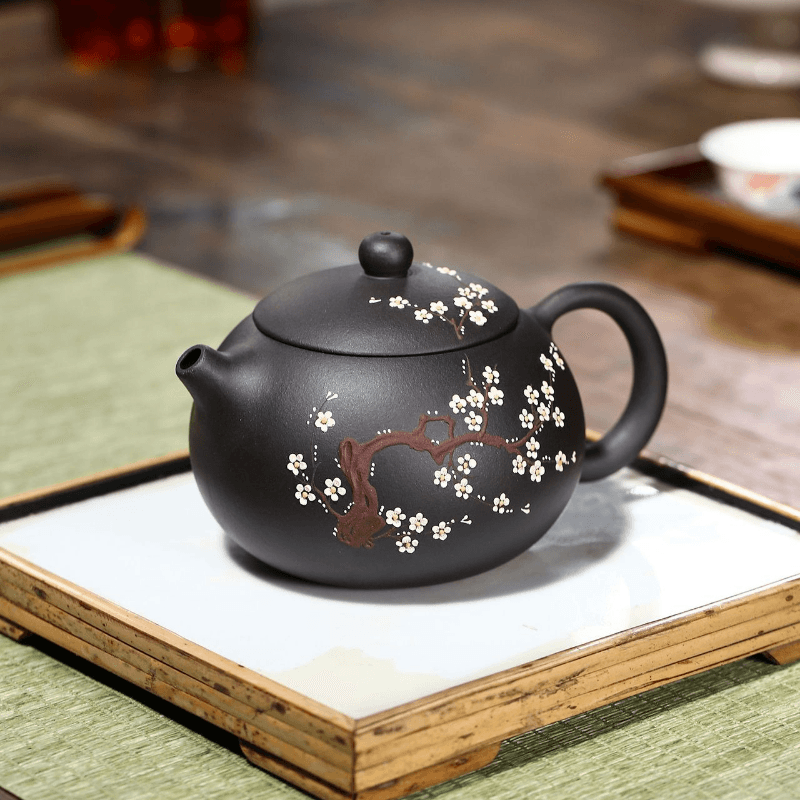 Yixing Zisha Teapot [Big Plum Blossom Xishi] (Hei Jin Sha - 430ml) - YIQIN TEA HOUSE | yiqinteahouse.com | >300ml, new arrival, teapot, teaware, zisha teapot