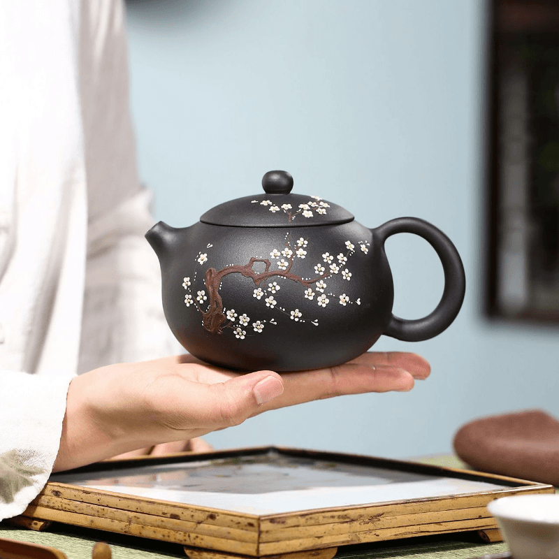 Yixing Zisha Teapot [Big Plum Blossom Xishi] (Hei Jin Sha - 430ml) - YIQIN TEA HOUSE | yiqinteahouse.com | >300ml, new arrival, teapot, teaware, zisha teapot