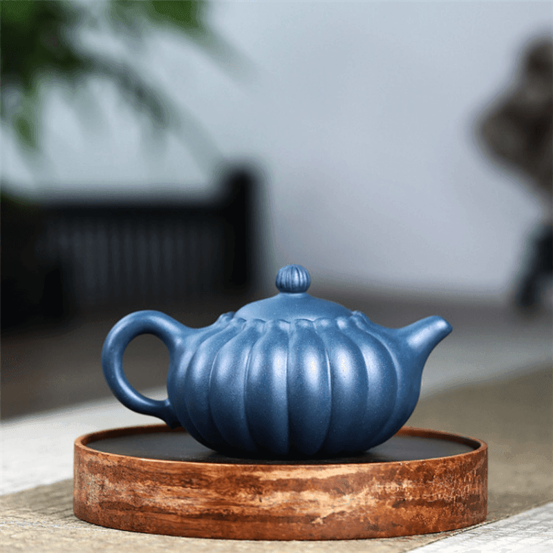 Yixing Zisha Teapot [Chrysanthemum Pot] (Tian Qing Ni - 200ml) - YIQIN TEA HOUSE | yiqinteahouse.com | 200-300ml, teapot, teaware, zisha teapot