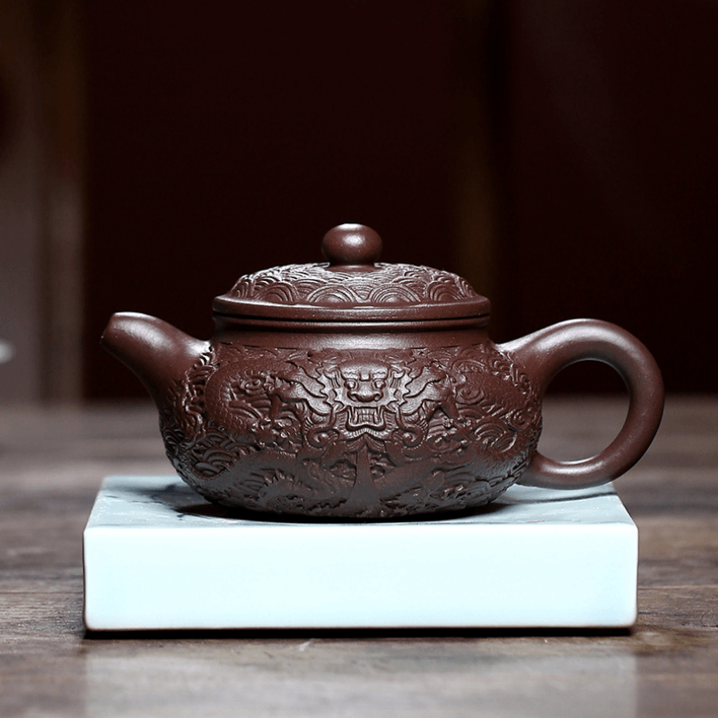 Yixing Zisha Teapot [Dragon Antique] (Zi Ni - 310ml) - YIQIN TEA HOUSE | yiqinteahouse.com | >300ml, new arrival, teapot, teaware, zisha teapot