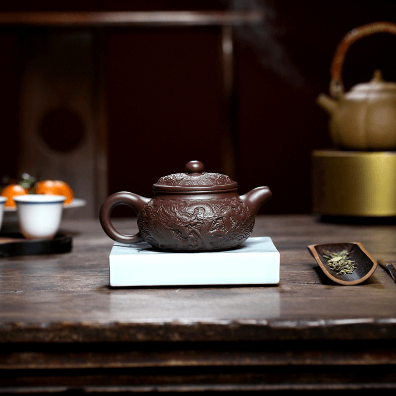 Yixing Zisha Teapot [Dragon Antique] (Zi Ni - 310ml) - YIQIN TEA HOUSE | yiqinteahouse.com | >300ml, new arrival, teapot, teaware, zisha teapot