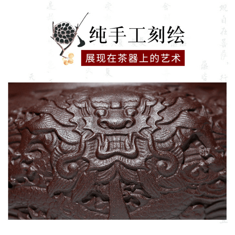 Yixing Zisha Teapot [Dragon Antique] (Zi Ni - 310ml) - YIQIN TEA HOUSE | yiqinteahouse.com | >300ml, new arrival, teapot, teaware, zisha teapot