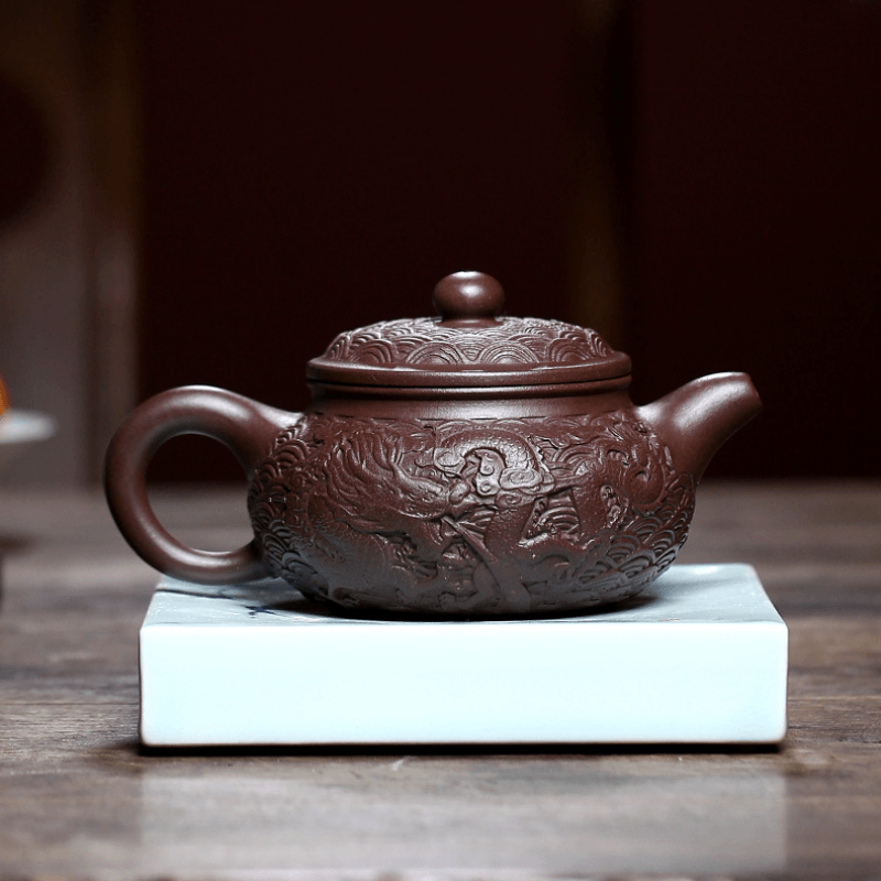 Yixing Zisha Teapot [Dragon Antique] (Zi Ni - 310ml) - YIQIN TEA HOUSE | yiqinteahouse.com | >300ml, new arrival, teapot, teaware, zisha teapot