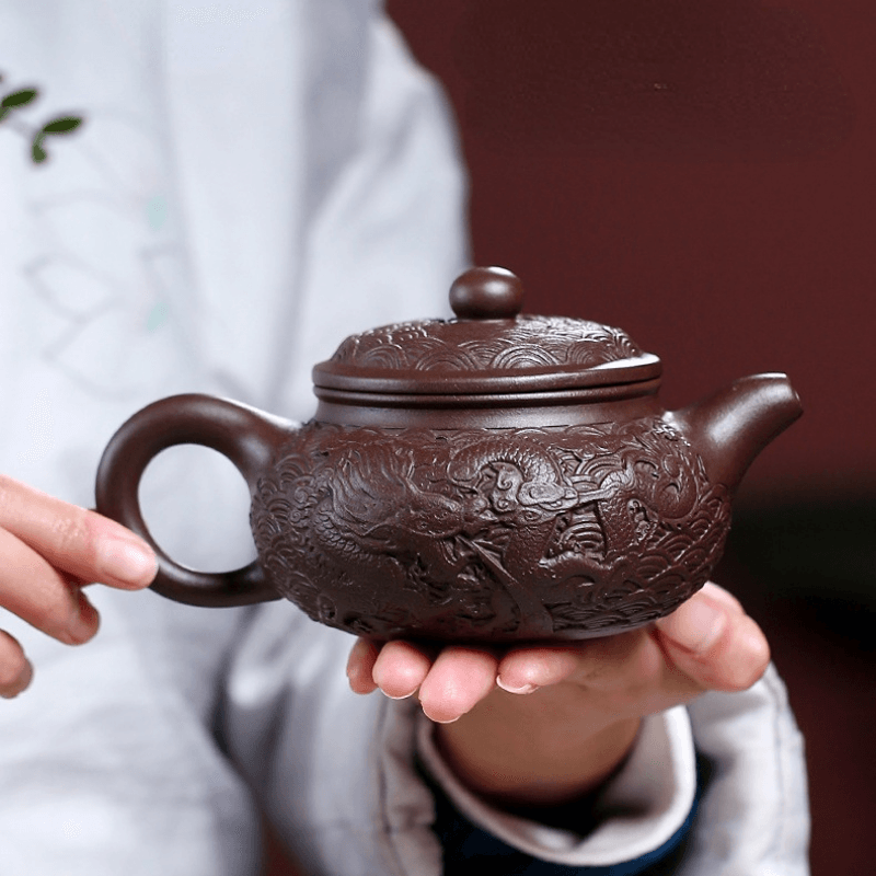 Yixing Zisha Teapot [Dragon Antique] (Zi Ni - 310ml) - YIQIN TEA HOUSE | yiqinteahouse.com | >300ml, new arrival, teapot, teaware, zisha teapot