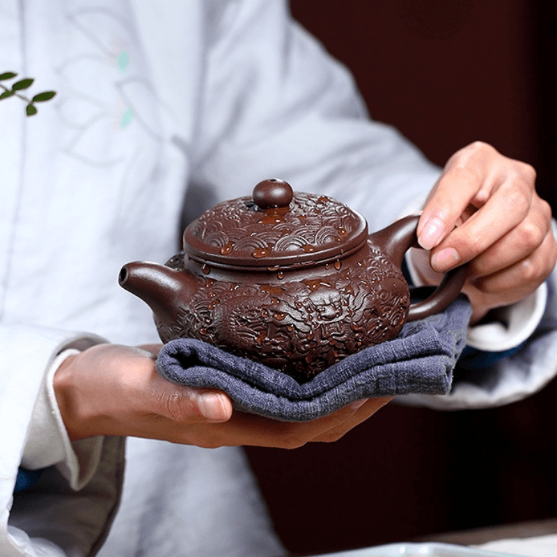 Yixing Zisha Teapot [Dragon Antique] (Zi Ni - 310ml) - YIQIN TEA HOUSE | yiqinteahouse.com | >300ml, new arrival, teapot, teaware, zisha teapot