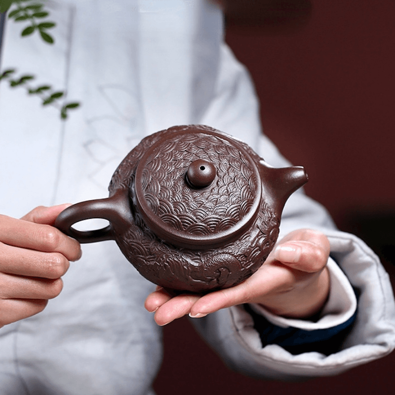 Yixing Zisha Teapot [Dragon Antique] (Zi Ni - 310ml) - YIQIN TEA HOUSE | yiqinteahouse.com | >300ml, new arrival, teapot, teaware, zisha teapot