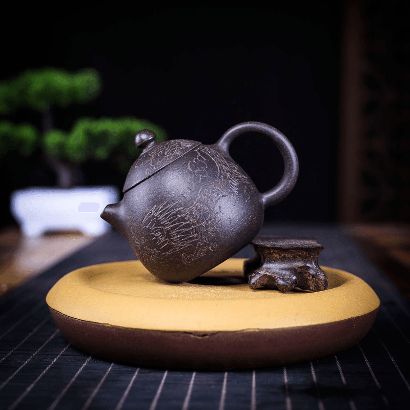 Yixing Zisha Teapot [Dragon Egg] (Hei Jin Sha - 170ml) - YIQIN TEA HOUSE | yiqinteahouse.com | <200ml, teapot, teaware, zisha teapot