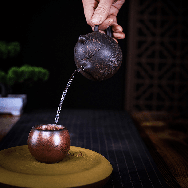 Yixing Zisha Teapot [Dragon Egg] (Hei Jin Sha - 170ml) - YIQIN TEA HOUSE | yiqinteahouse.com | <200ml, teapot, teaware, zisha teapot