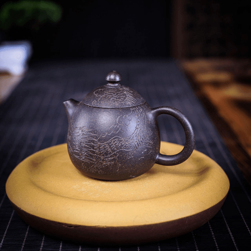 Yixing Zisha Teapot [Dragon Egg] (Hei Jin Sha - 170ml) - YIQIN TEA HOUSE | yiqinteahouse.com | <200ml, teapot, teaware, zisha teapot