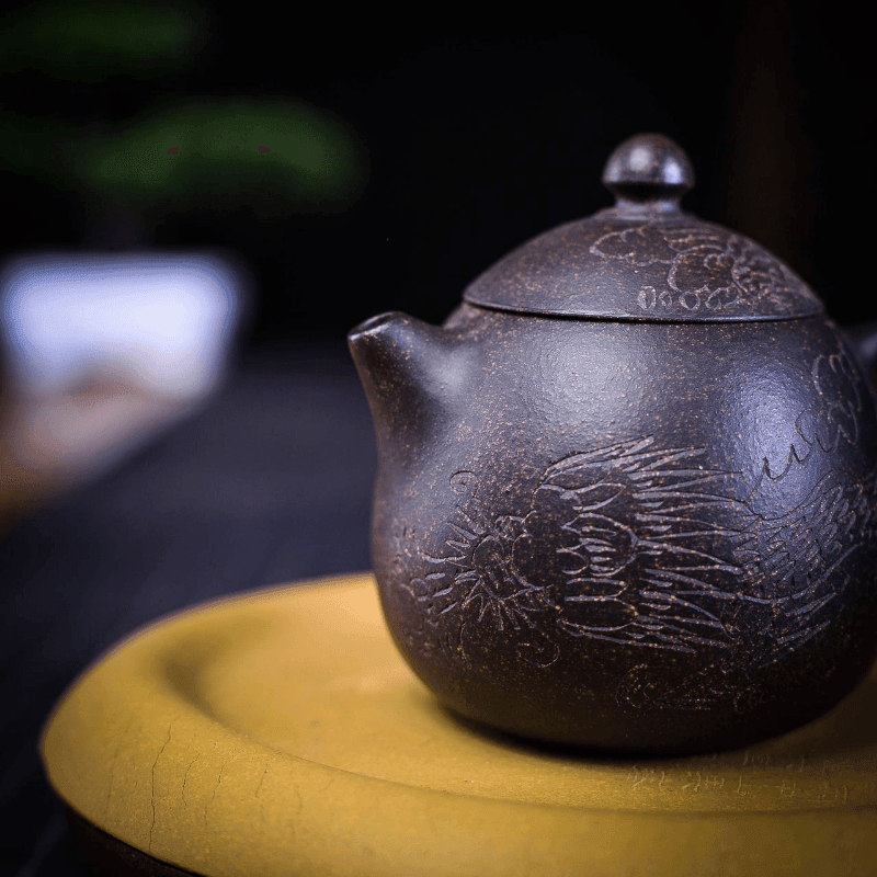 Yixing Zisha Teapot [Dragon Egg] (Hei Jin Sha - 170ml) - YIQIN TEA HOUSE | yiqinteahouse.com | <200ml, teapot, teaware, zisha teapot