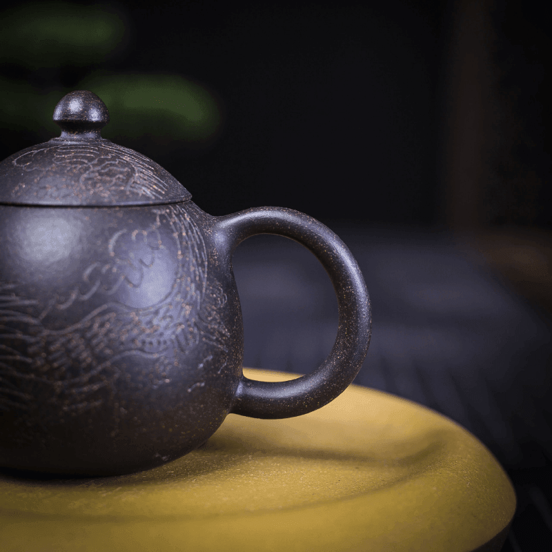 Yixing Zisha Teapot [Dragon Egg] (Hei Jin Sha - 170ml) - YIQIN TEA HOUSE | yiqinteahouse.com | <200ml, teapot, teaware, zisha teapot