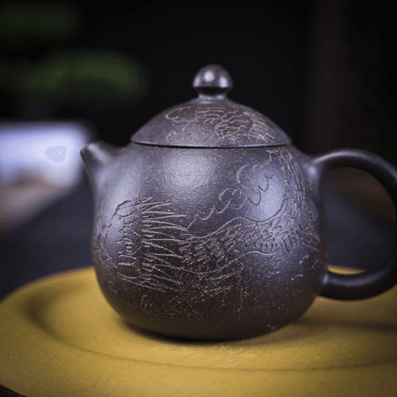 Yixing Zisha Teapot [Dragon Egg] (Hei Jin Sha - 170ml) - YIQIN TEA HOUSE | yiqinteahouse.com | <200ml, teapot, teaware, zisha teapot