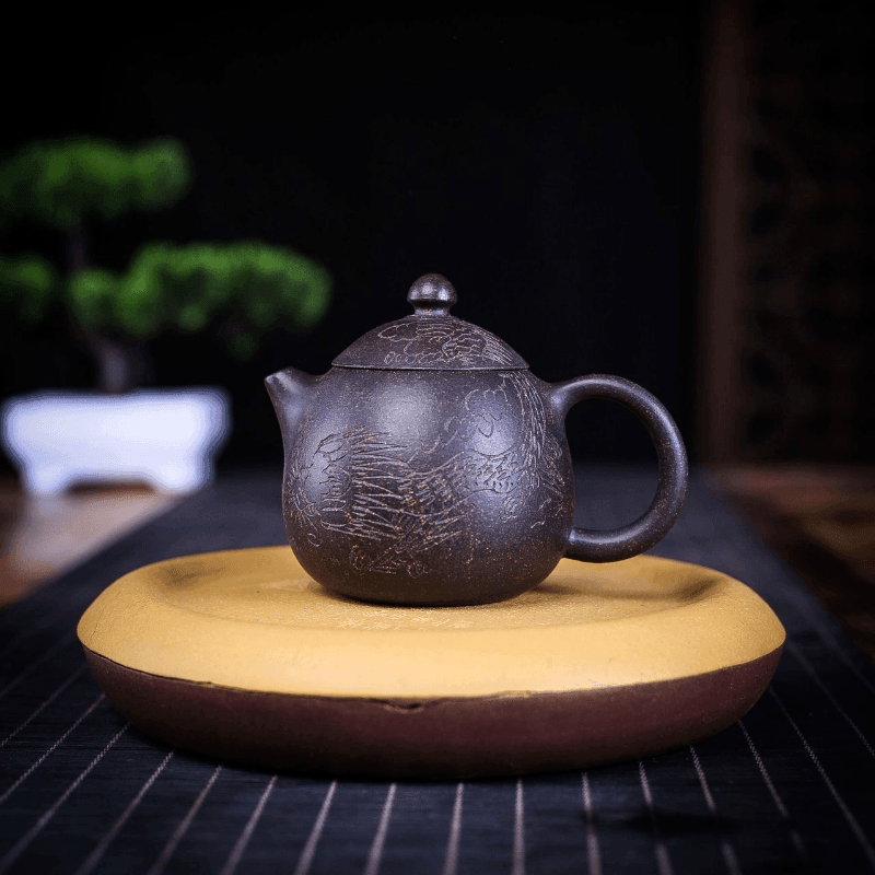 Yixing Zisha Teapot [Dragon Egg] (Hei Jin Sha - 170ml) - YIQIN TEA HOUSE | yiqinteahouse.com | <200ml, teapot, teaware, zisha teapot