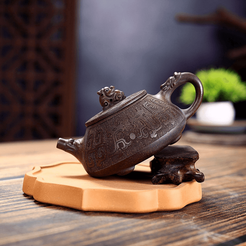 Yixing Zisha Teapot [Dragon Shi Piao] (Gu Tong Ni - 300ml) - YIQIN TEA HOUSE | yiqinteahouse.com | 200-300ml, new arrival, teapot, teaware, zisha teapot