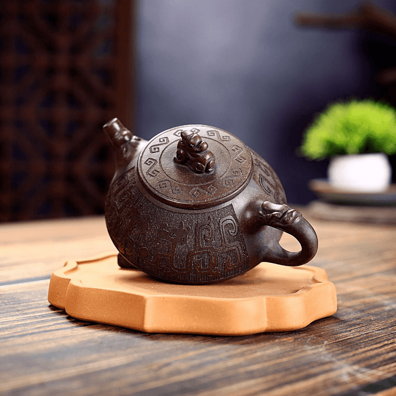 Yixing Zisha Teapot [Dragon Shi Piao] (Gu Tong Ni - 300ml) - YIQIN TEA HOUSE | yiqinteahouse.com | 200-300ml, new arrival, teapot, teaware, zisha teapot