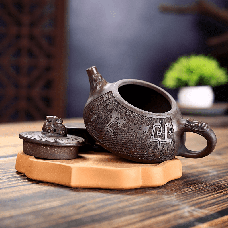 Yixing Zisha Teapot [Dragon Shi Piao] (Gu Tong Ni - 300ml) - YIQIN TEA HOUSE | yiqinteahouse.com | 200-300ml, new arrival, teapot, teaware, zisha teapot