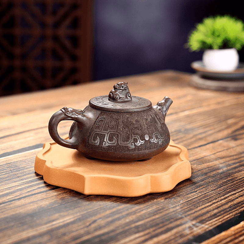 Yixing Zisha Teapot [Dragon Shi Piao] (Gu Tong Ni - 300ml) - YIQIN TEA HOUSE | yiqinteahouse.com | 200-300ml, new arrival, teapot, teaware, zisha teapot