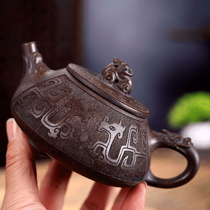 Yixing Zisha Teapot [Dragon Shi Piao] (Gu Tong Ni - 300ml) - YIQIN TEA HOUSE | yiqinteahouse.com | 200-300ml, new arrival, teapot, teaware, zisha teapot