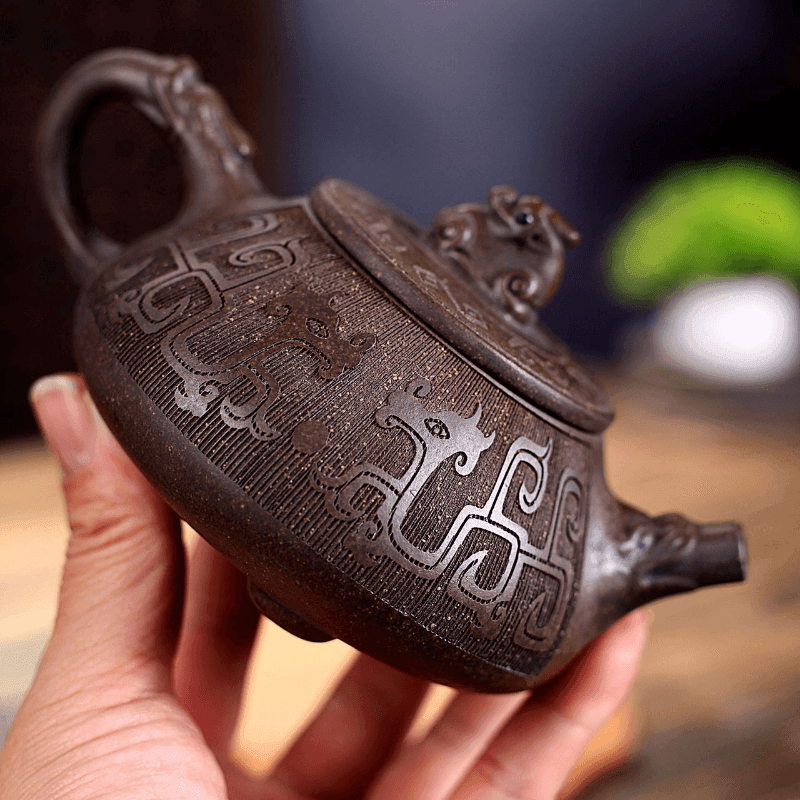 Yixing Zisha Teapot [Dragon Shi Piao] (Gu Tong Ni - 300ml) - YIQIN TEA HOUSE | yiqinteahouse.com | 200-300ml, new arrival, teapot, teaware, zisha teapot