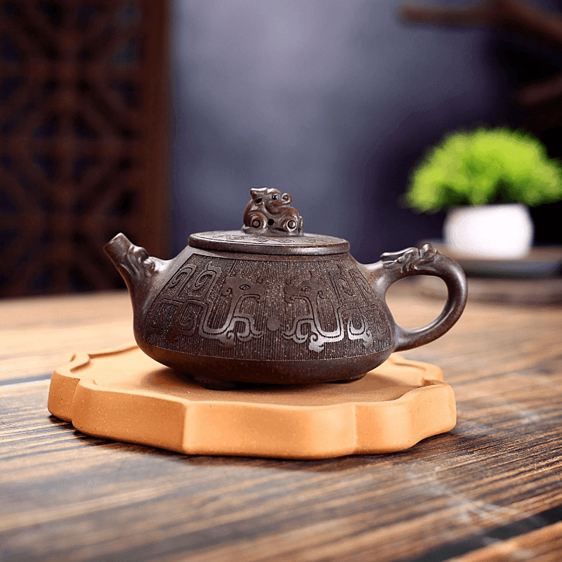 Yixing Zisha Teapot [Dragon Shi Piao] (Gu Tong Ni - 300ml) - YIQIN TEA HOUSE | yiqinteahouse.com | 200-300ml, new arrival, teapot, teaware, zisha teapot