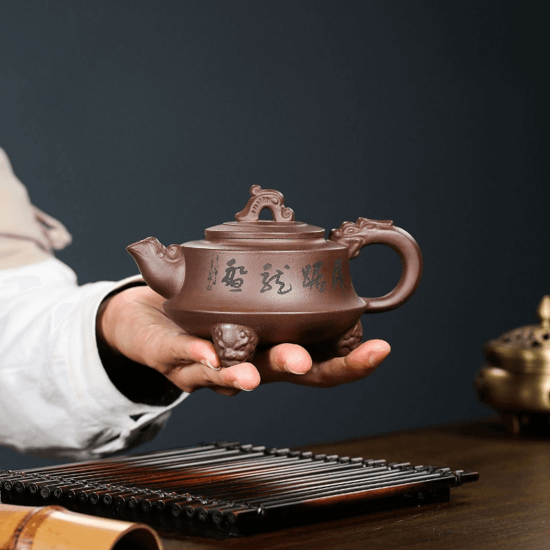 Yixing Zisha Teapot [Dragon Tripod] (Zi Ni - 290ml) - YIQIN TEA HOUSE | yiqinteahouse.com | 200-300ml, teapot, teaware, zisha teapot