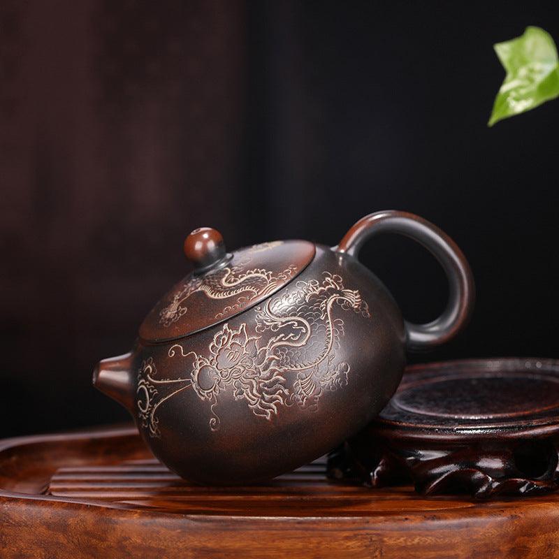 Yixing Zisha Teapot [Dragon Xishi] (Qinzhou Ni - 200ml) - YIQIN TEA HOUSE | yiqinteahouse.com | 200-300ml, teapot, teaware, zisha teapot