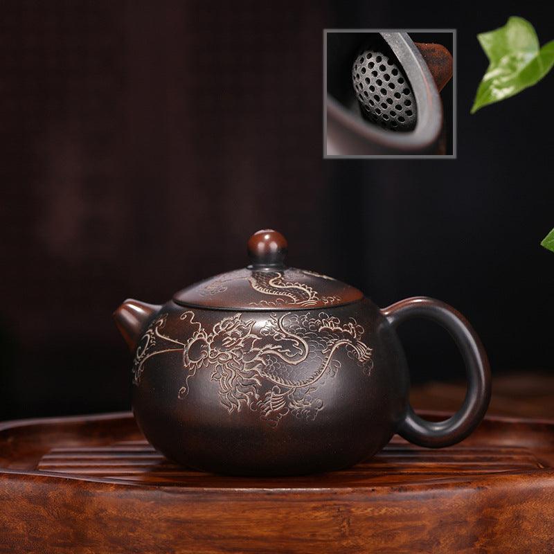 Yixing Zisha Teapot [Dragon Xishi] (Qinzhou Ni - 200ml) - YIQIN TEA HOUSE | yiqinteahouse.com | 200-300ml, teapot, teaware, zisha teapot