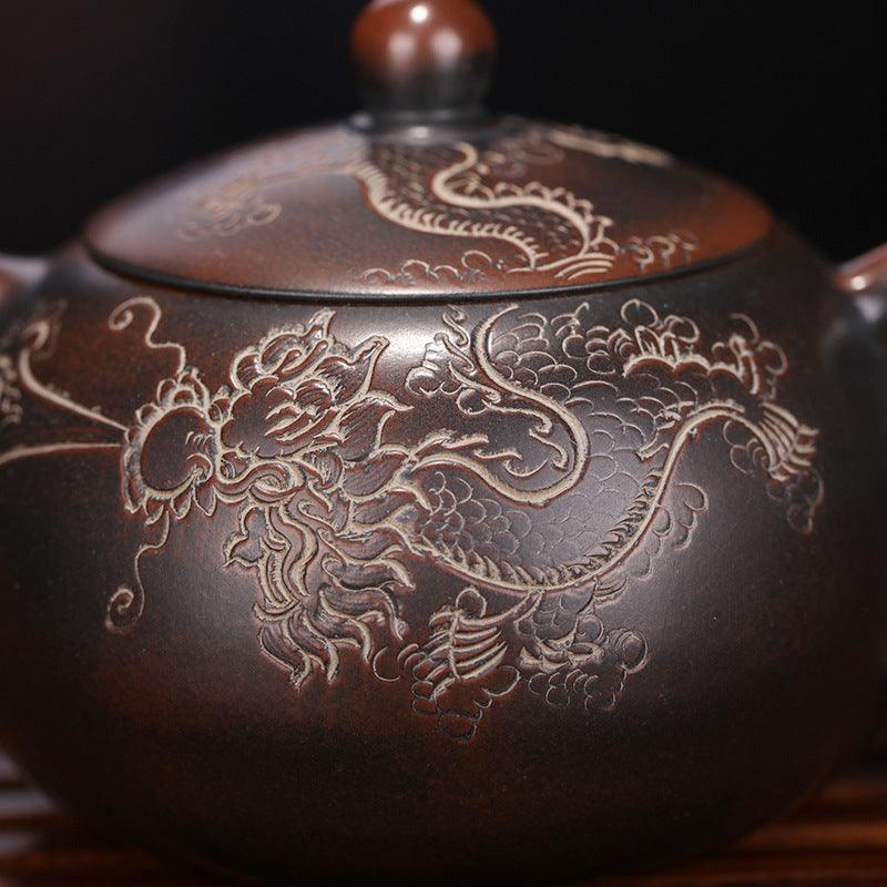 Yixing Zisha Teapot [Dragon Xishi] (Qinzhou Ni - 200ml) - YIQIN TEA HOUSE | yiqinteahouse.com | 200-300ml, teapot, teaware, zisha teapot