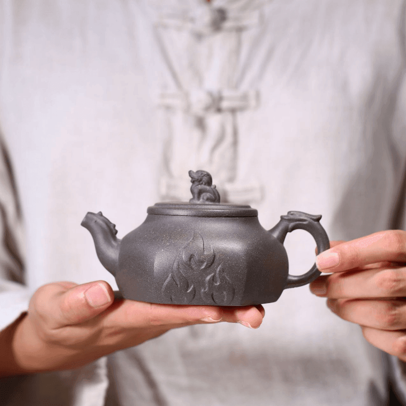 Yixing Zisha Teapot [Flame Pot] (Qinghui Ni - 200ml) - YIQIN TEA HOUSE | yiqinteahouse.com | 200-300ml, teapot, teaware, zisha teapot