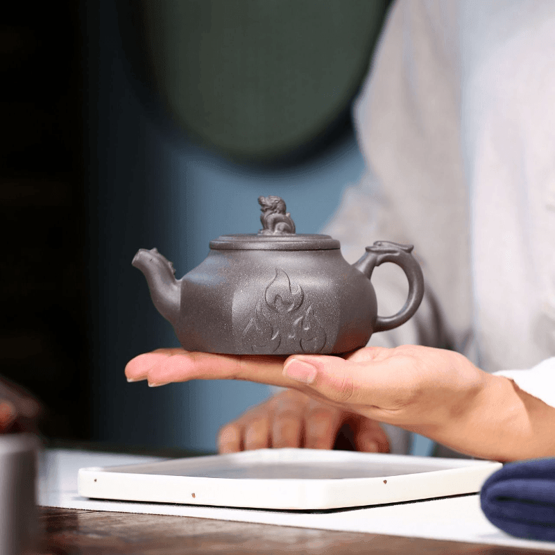 Yixing Zisha Teapot [Flame Pot] (Qinghui Ni - 200ml) - YIQIN TEA HOUSE | yiqinteahouse.com | 200-300ml, teapot, teaware, zisha teapot