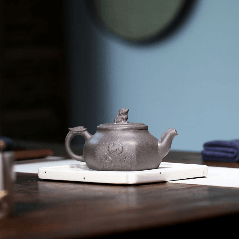 Yixing Zisha Teapot [Flame Pot] (Qinghui Ni - 200ml) - YIQIN TEA HOUSE | yiqinteahouse.com | 200-300ml, teapot, teaware, zisha teapot