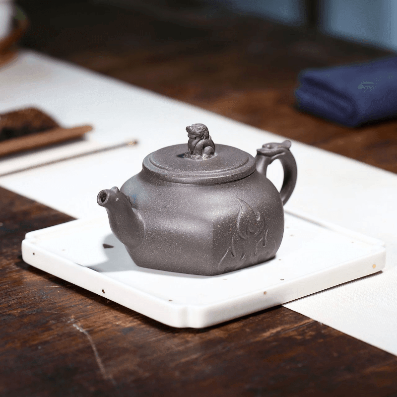 Yixing Zisha Teapot [Flame Pot] (Qinghui Ni - 200ml) - YIQIN TEA HOUSE | yiqinteahouse.com | 200-300ml, teapot, teaware, zisha teapot