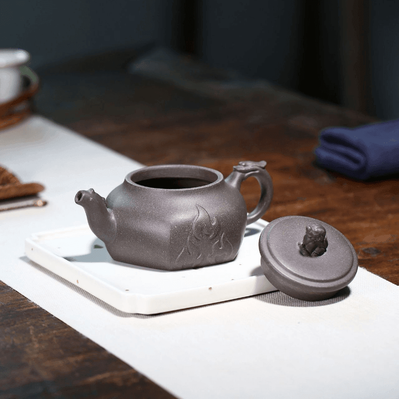 Yixing Zisha Teapot [Flame Pot] (Qinghui Ni - 200ml) - YIQIN TEA HOUSE | yiqinteahouse.com | 200-300ml, teapot, teaware, zisha teapot