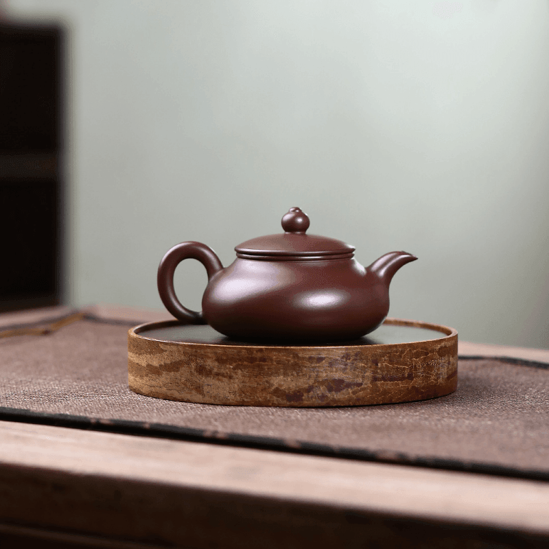 Yixing Zisha Teapot [Flat Horizontal] (Zi Zhu Ni - 160ml) - YIQIN TEA HOUSE | yiqinteahouse.com | <200ml, teapot, teaware, zisha teapot