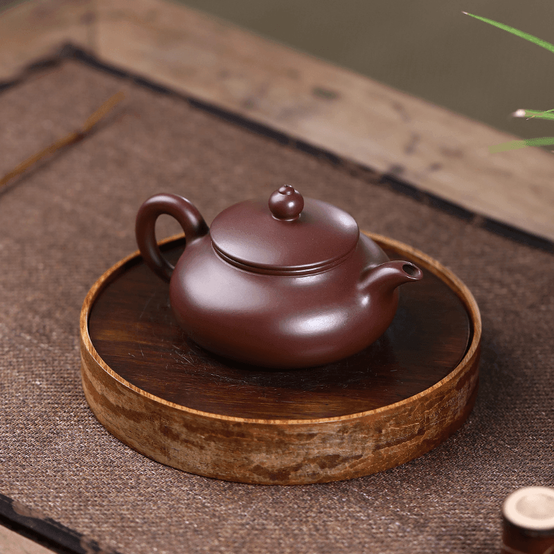 Yixing Zisha Teapot [Flat Horizontal] (Zi Zhu Ni - 160ml) - YIQIN TEA HOUSE | yiqinteahouse.com | <200ml, teapot, teaware, zisha teapot