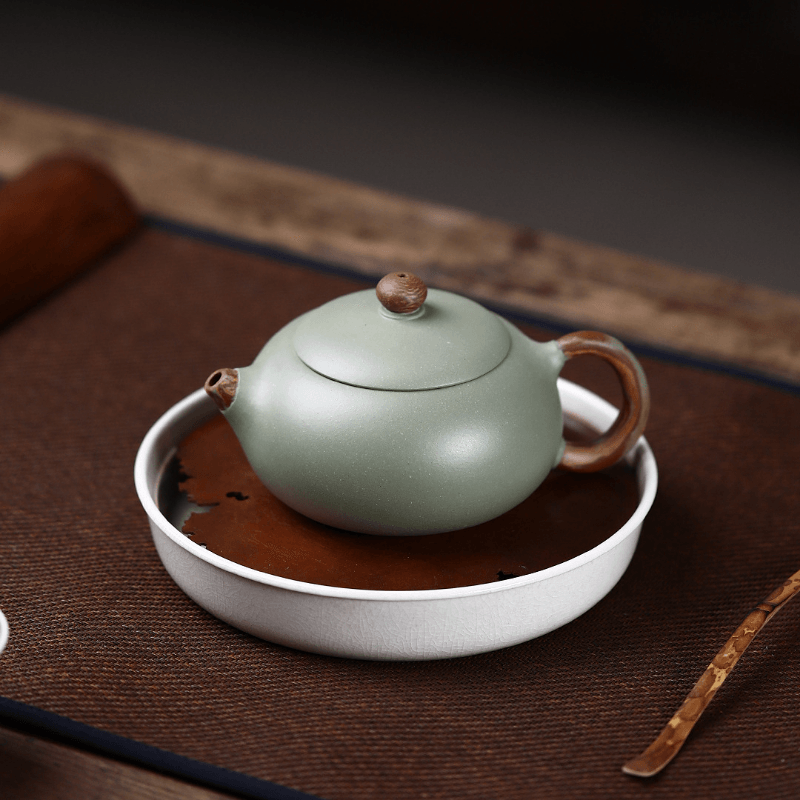 Yixing Zisha Teapot [Flat Xishi] (Douqing Sha/Jiao Ni - 220ml) - YIQIN TEA HOUSE | yiqinteahouse.com | 200-300ml, new arrival, teapot, teaware, zisha teapot