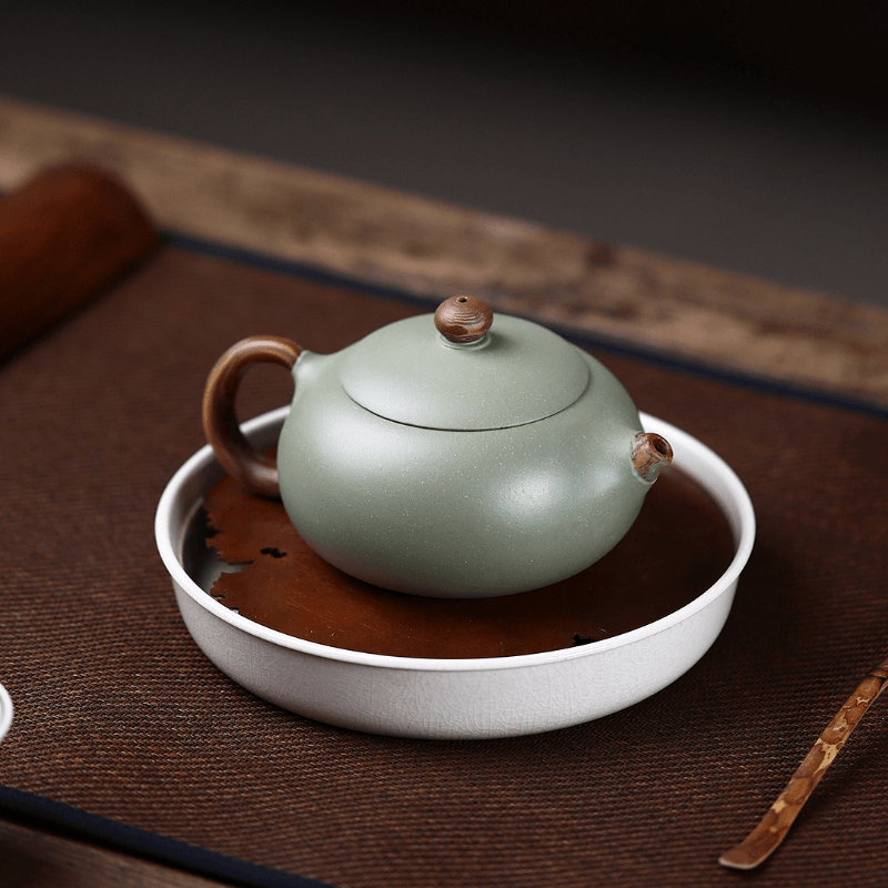 Yixing Zisha Teapot [Flat Xishi] (Douqing Sha/Jiao Ni - 220ml) - YIQIN TEA HOUSE | yiqinteahouse.com | 200-300ml, new arrival, teapot, teaware, zisha teapot