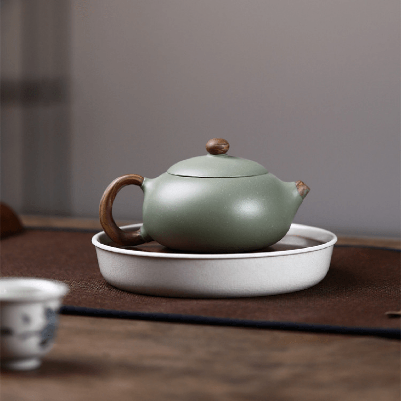 Yixing Zisha Teapot [Flat Xishi] (Douqing Sha/Jiao Ni - 220ml) - YIQIN TEA HOUSE | yiqinteahouse.com | 200-300ml, new arrival, teapot, teaware, zisha teapot