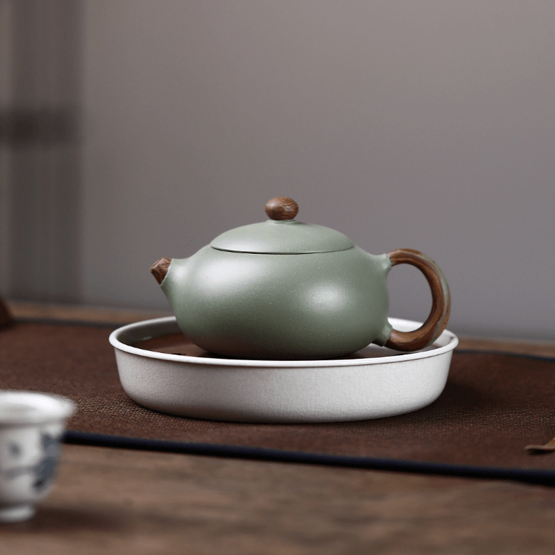 Yixing Zisha Teapot [Flat Xishi] (Douqing Sha/Jiao Ni - 220ml) - YIQIN TEA HOUSE | yiqinteahouse.com | 200-300ml, new arrival, teapot, teaware, zisha teapot