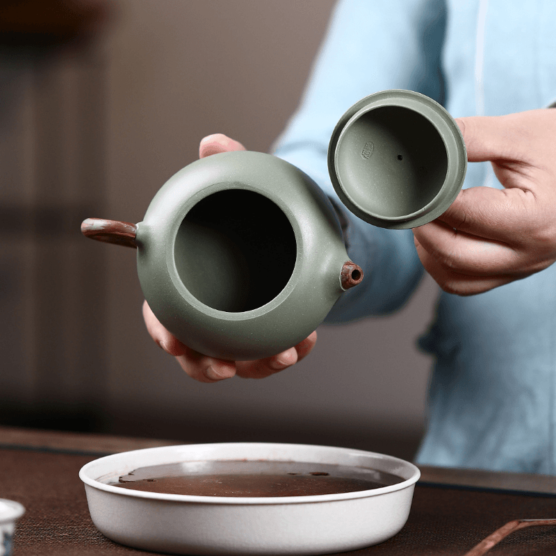 Yixing Zisha Teapot [Flat Xishi] (Douqing Sha/Jiao Ni - 220ml) - YIQIN TEA HOUSE | yiqinteahouse.com | 200-300ml, new arrival, teapot, teaware, zisha teapot