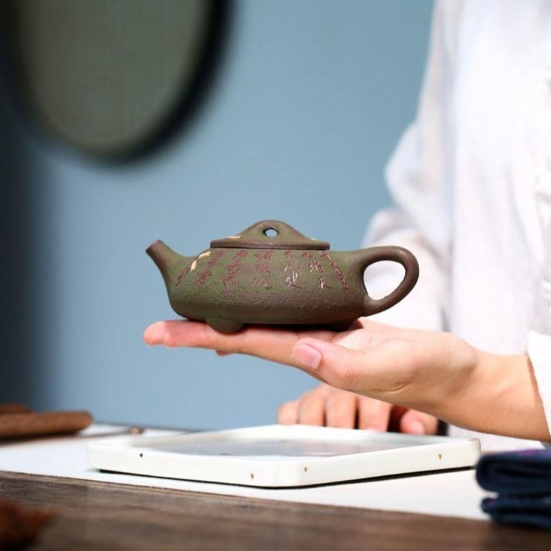 Yixing Purple Clay Teapot [Ancient Shi Piao] | 宜兴紫砂壶 原矿大红袍 [古石瓢] - YIQIN TEA HOUSE 一沁茶舍 | yiqinteahouse.com