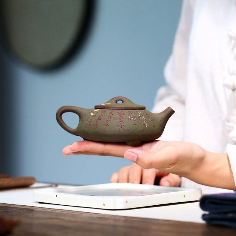 Yixing Purple Clay Teapot [Ancient Shi Piao] | 宜兴紫砂壶 原矿大红袍 [古石瓢] - YIQIN TEA HOUSE 一沁茶舍 | yiqinteahouse.com