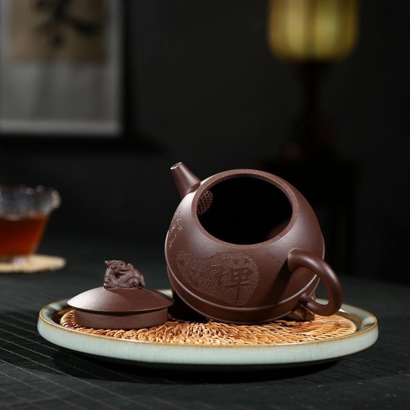 Yixing Zisha Teapot [Half Moon] (Zi Ni - 300ml) - YIQIN TEA HOUSE | yiqinteahouse.com | 200-300ml, teapot, teaware, zisha teapot